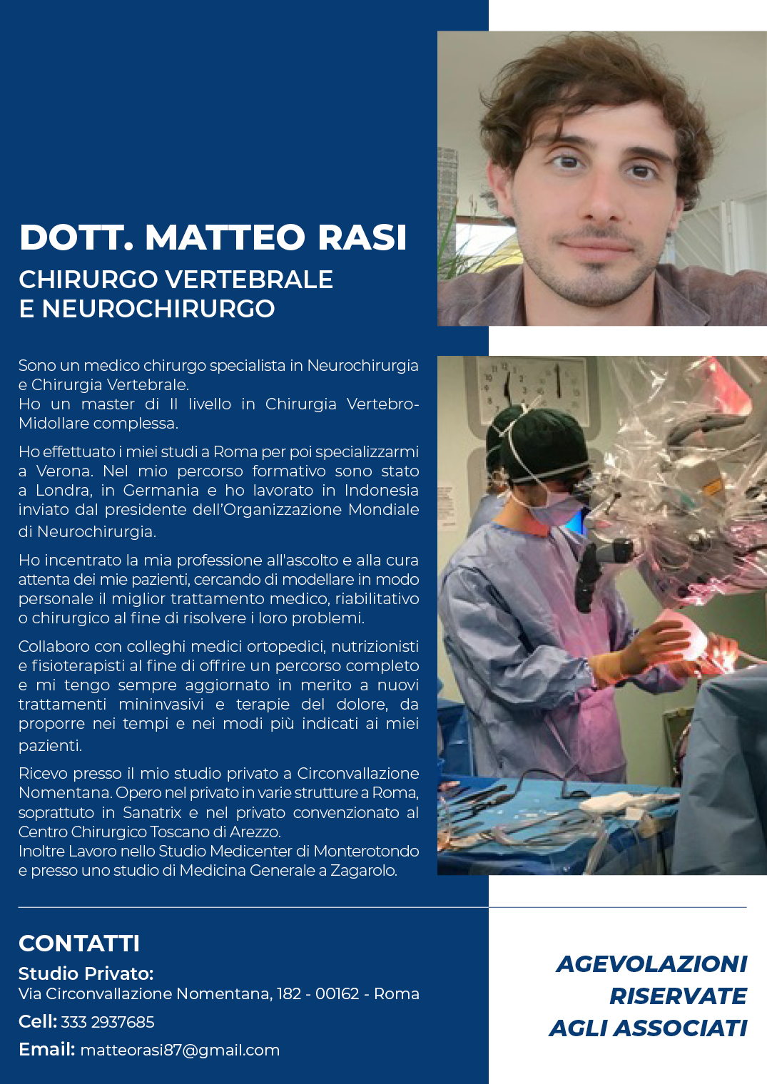 Dott. Matteo Rasi Chirurgo Vertebrale e Neurochirurgo UIL Polizia